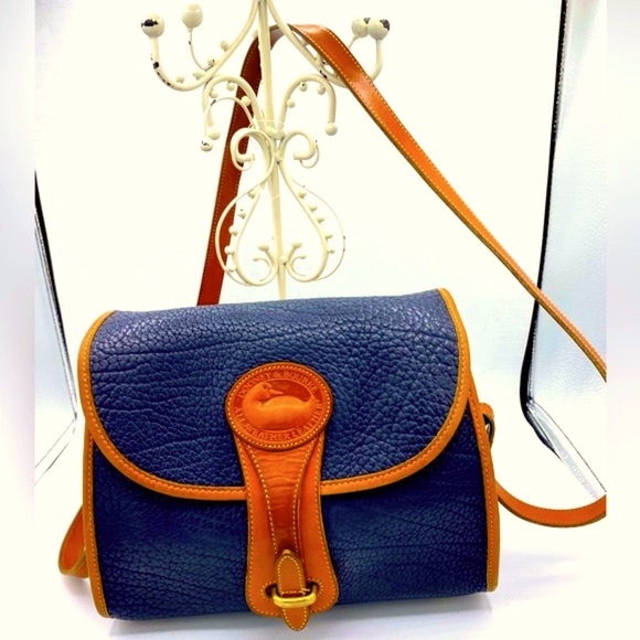 Dooney & Bourke Handbags - Vintage Dooney & Bourke Navy Blue And Tan Pebble  Leather Shoulder/Crossbody Bag